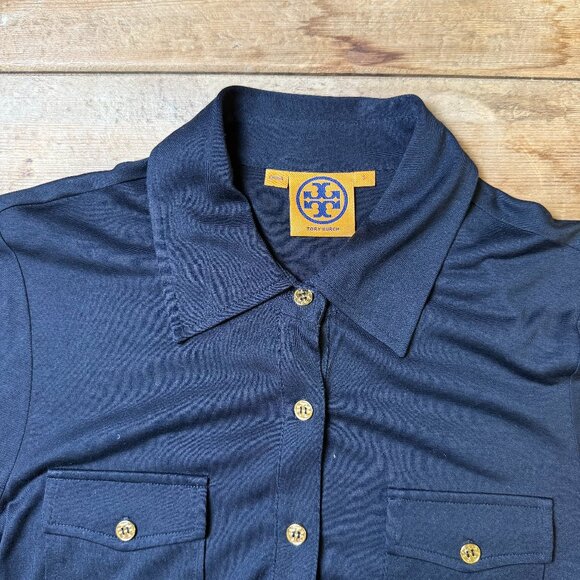 Tory Burch | Size S | 100% Silk Button Down in Black - Picture 3 of 8